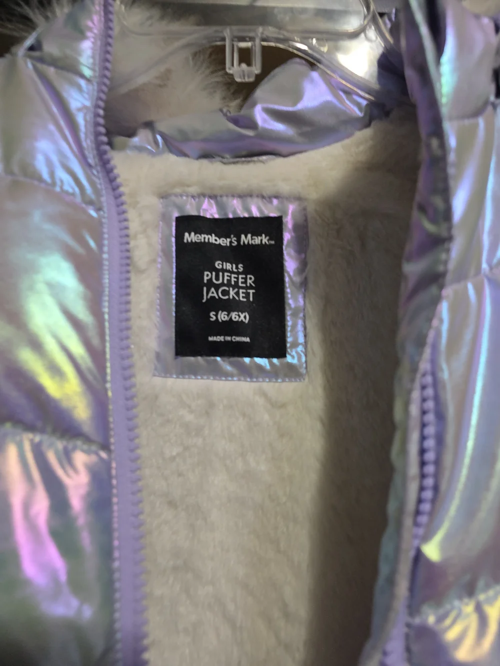 Member Mark Girls Iridescent Puff Jacket Toddler Girls Size 6